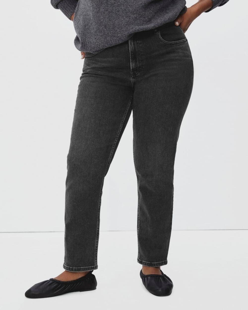Everlane The Curvy Cheeky Jean 27 Reg Washed Charcoal Stretch Comfort Cotton